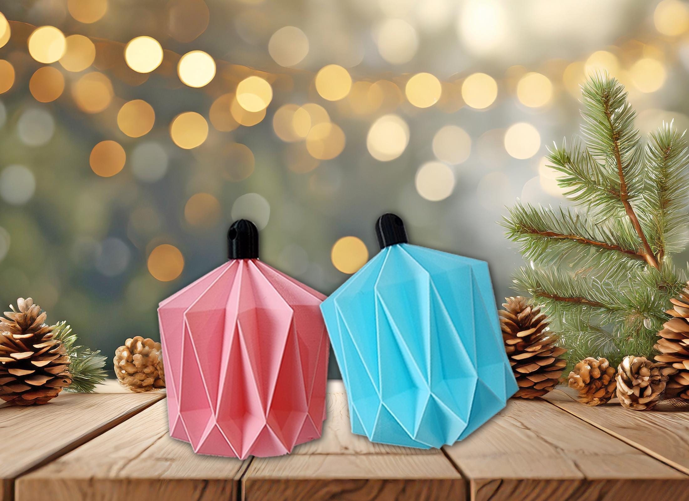 Modern Origami Minimalist Christmas Ornament 3D Printed Sturdy & Light Weight | Scandinavian paper Christmas ornaments