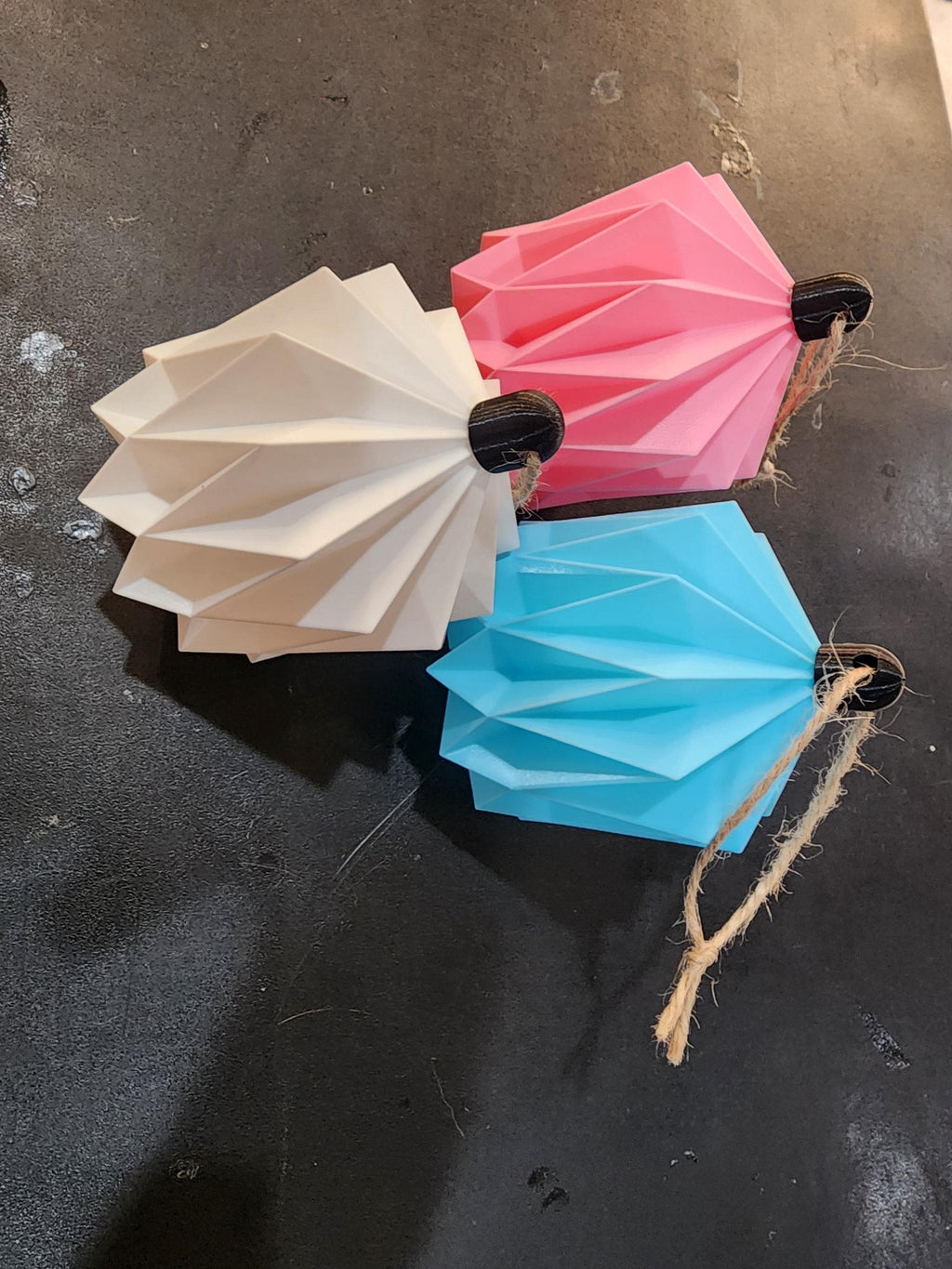Set of 4 Modern Origami Minimalist Christmas Ornament 3D Printed Sturdy & Light Weight | Scandinavian paper Christmas ornaments