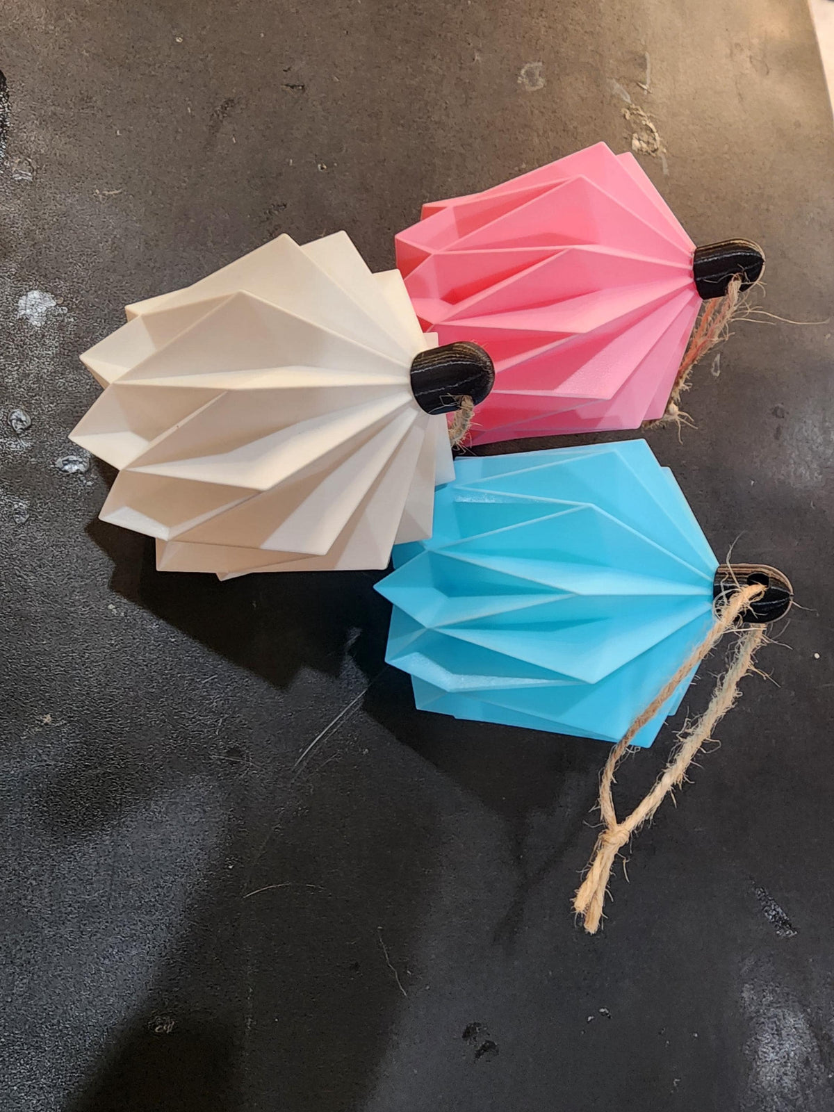 Set of 4 Modern Origami Minimalist Christmas Ornament 3D Printed Sturdy & Light Weight | Scandinavian paper Christmas ornaments
