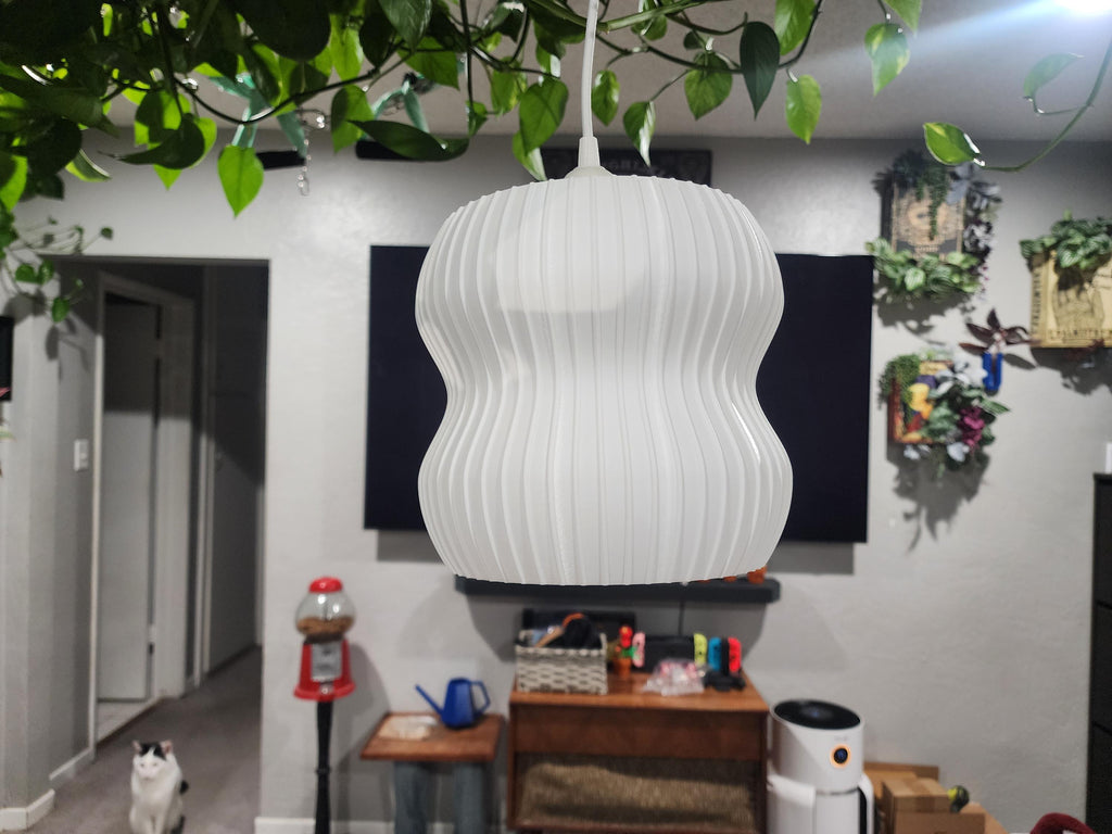 Pendant Light - White Hanging Modern Lamp - Light Fixture - Ceiling Lamp - Lampshade E26/E27 Base 9 x 9 x 9 INCH W/ LED Bulb