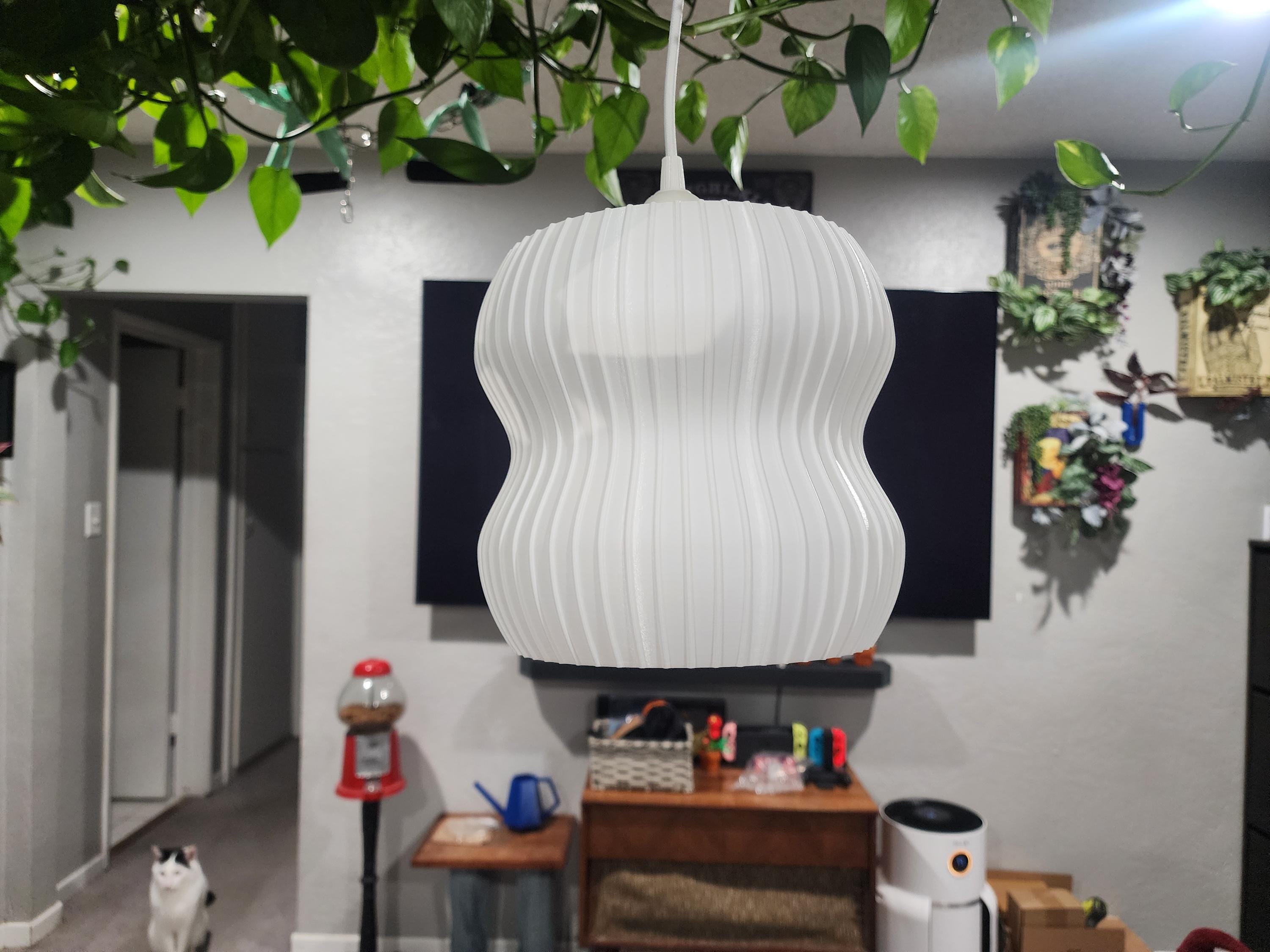 Pendant Light - White Hanging Modern Lamp - Light Fixture - Ceiling Lamp - Lampshade E26/E27 Base 9 x 9 x 9 INCH W/ LED Bulb