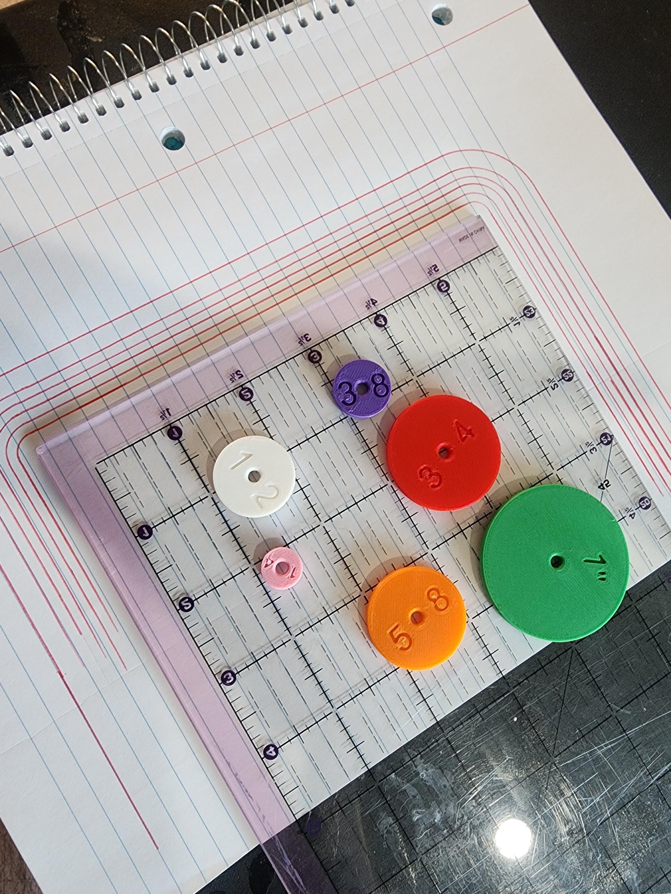 Seam Allowance Wheel Set: 3D Printed Sewing & Quilting Tool (6 Sizes)