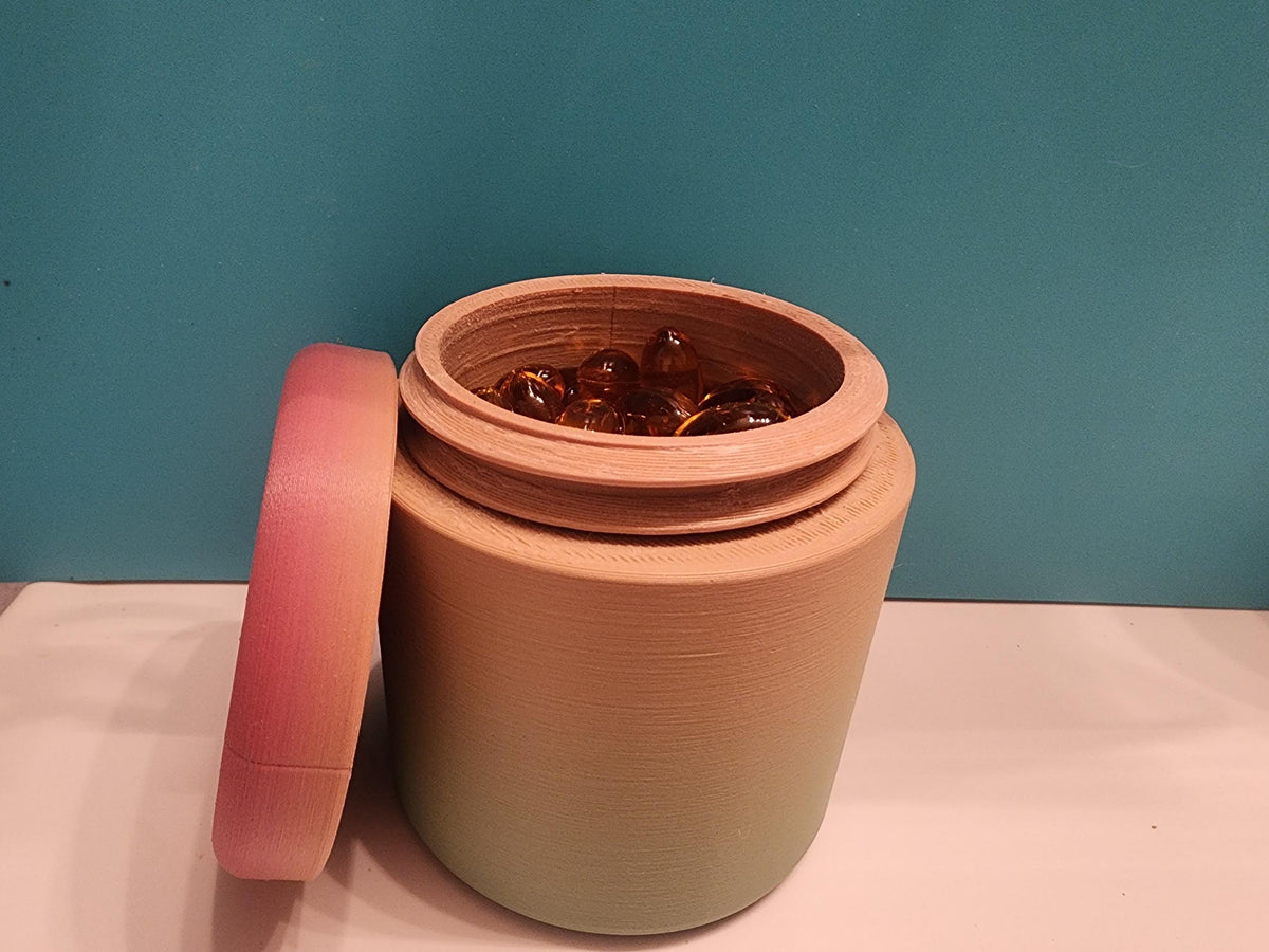 Strange jar for herbs, pills, vitamins, traveling, organizing, screw top, Multiple colors available