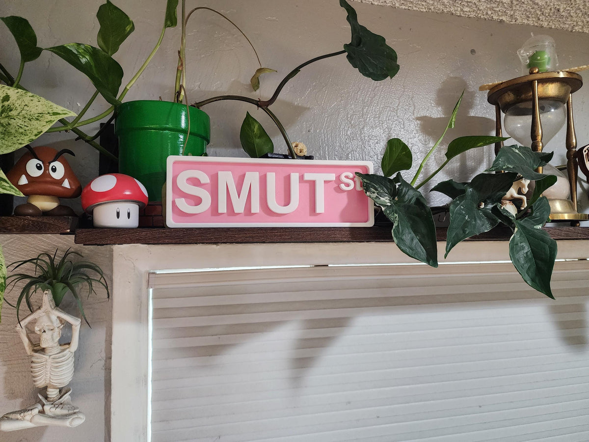 Personalized Library Street Sign: 3D Printed Bookshelf Decor