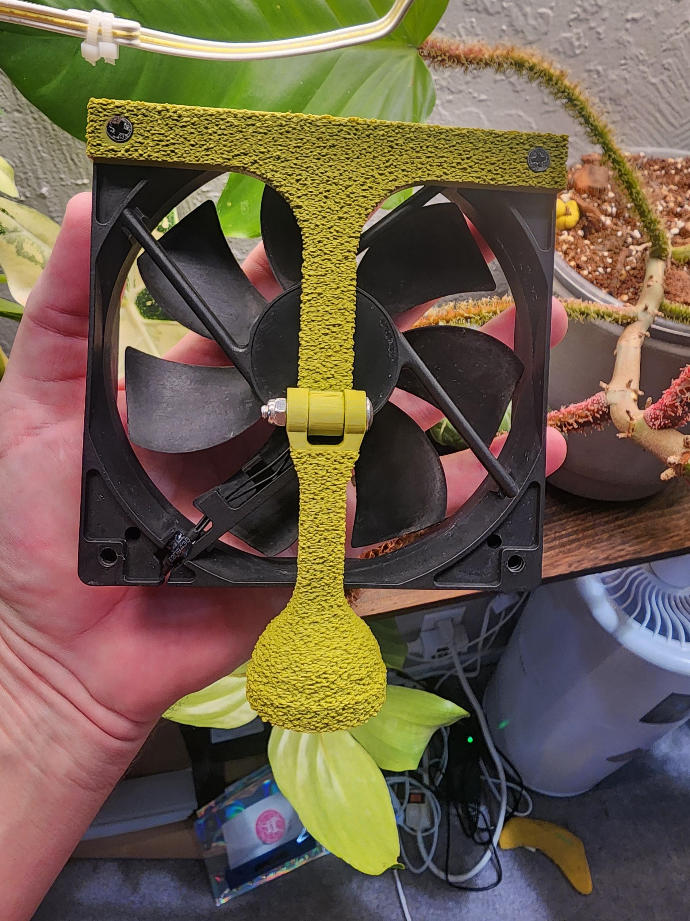 Moss Textured Olive Green 120mm / 80mm Adjustable Magnetic Fan Mount Cabinet Greenhouse magnetic mount w/ 3d printed wrench