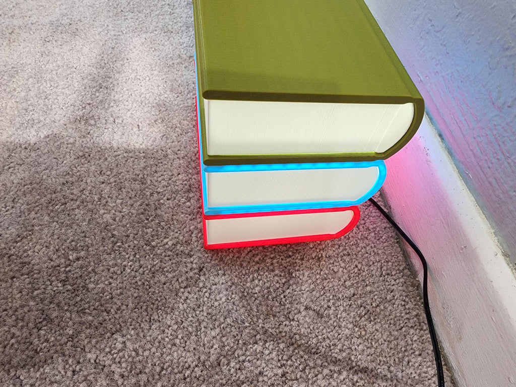 Custom Book Stack Night Light: 3D Printed LED Ambient Lamp