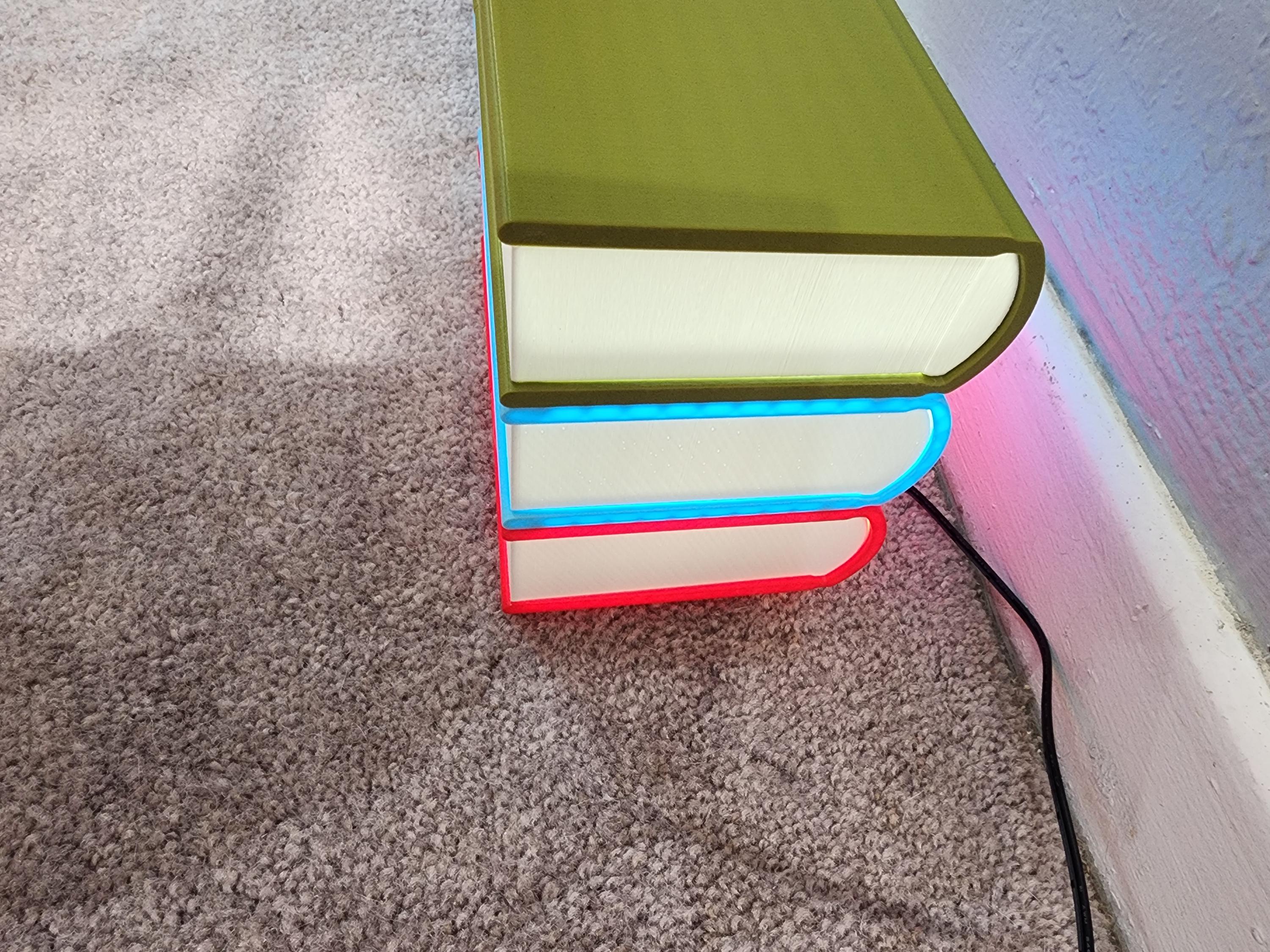 Custom Book Stack Night Light: 3D Printed LED Ambient Lamp