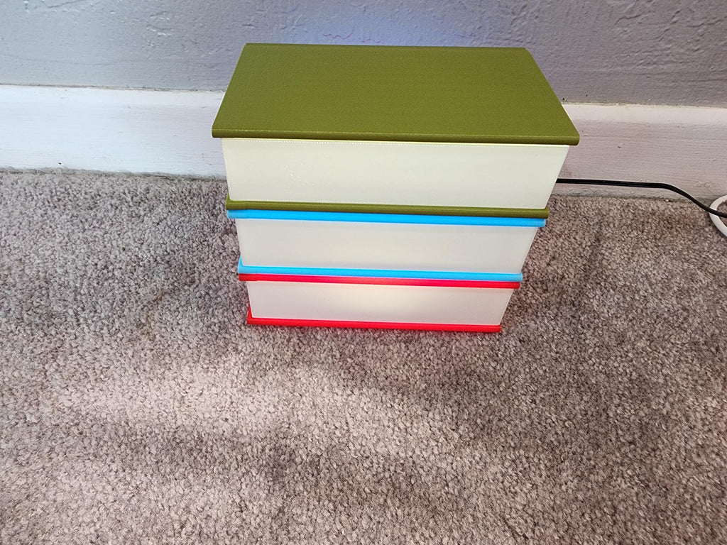 Custom Book Stack Night Light: 3D Printed LED Ambient Lamp