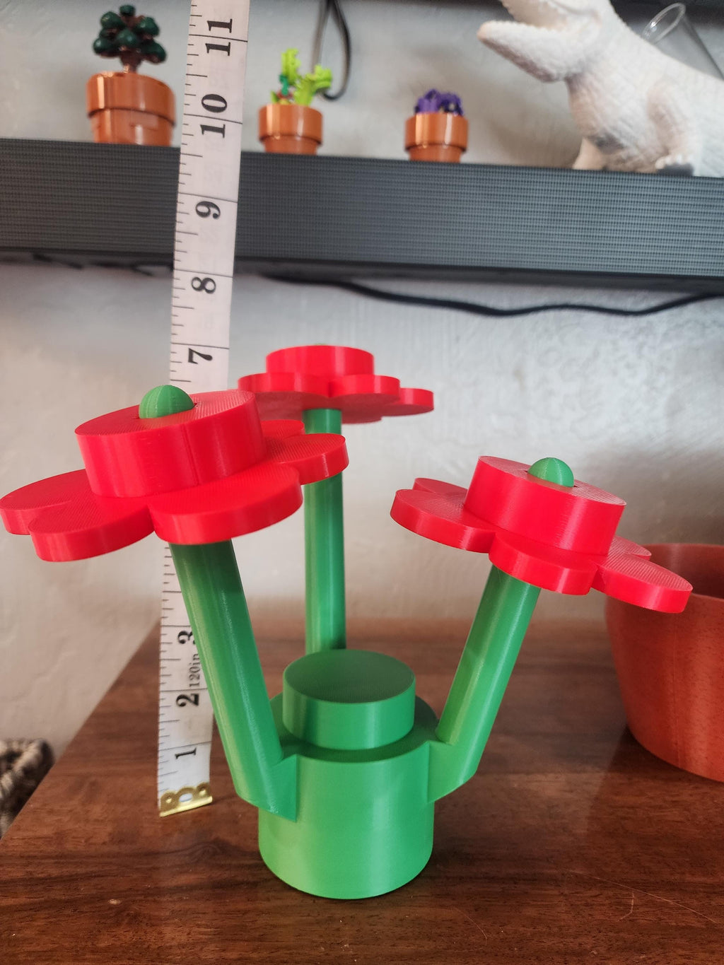 3D Printed Building Block Flowers: Custom Color Bouquet with Magnetic Pot
