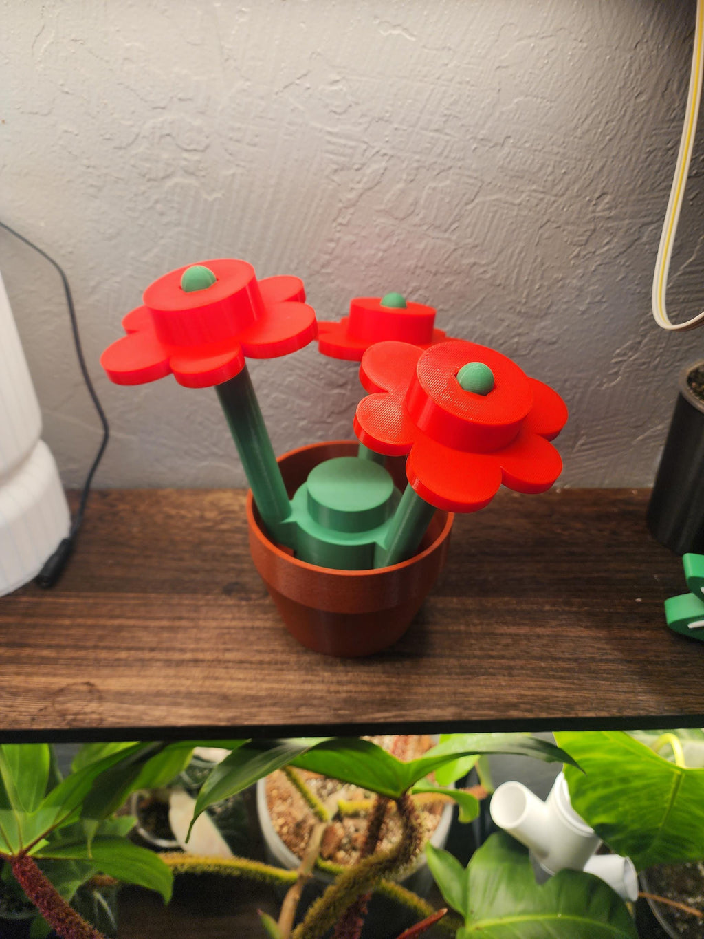 3D Printed Building Block Flowers: Custom Color Bouquet with Magnetic Pot