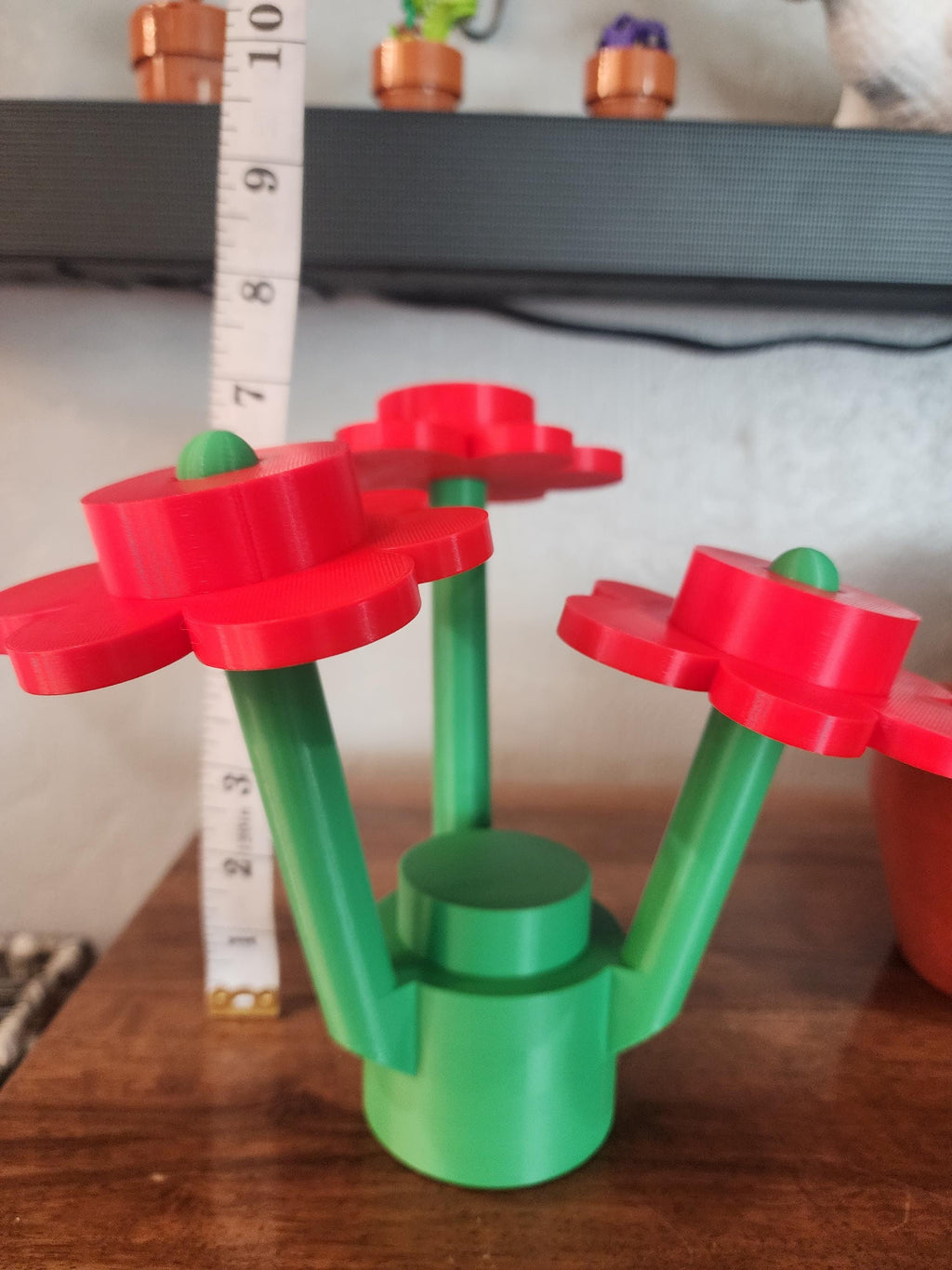 3D Printed Building Block Flowers: Custom Color Bouquet with Magnetic Pot