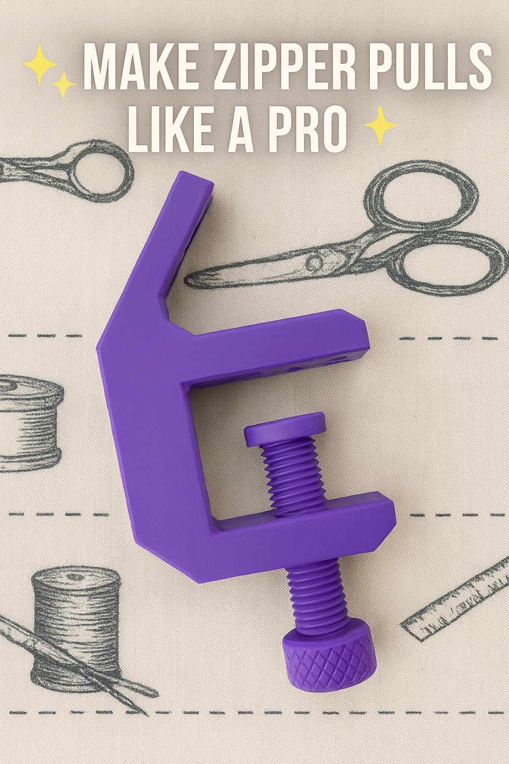Zipper Pull Jig: Third Hand Sewing Tool for Crafters & Quilters