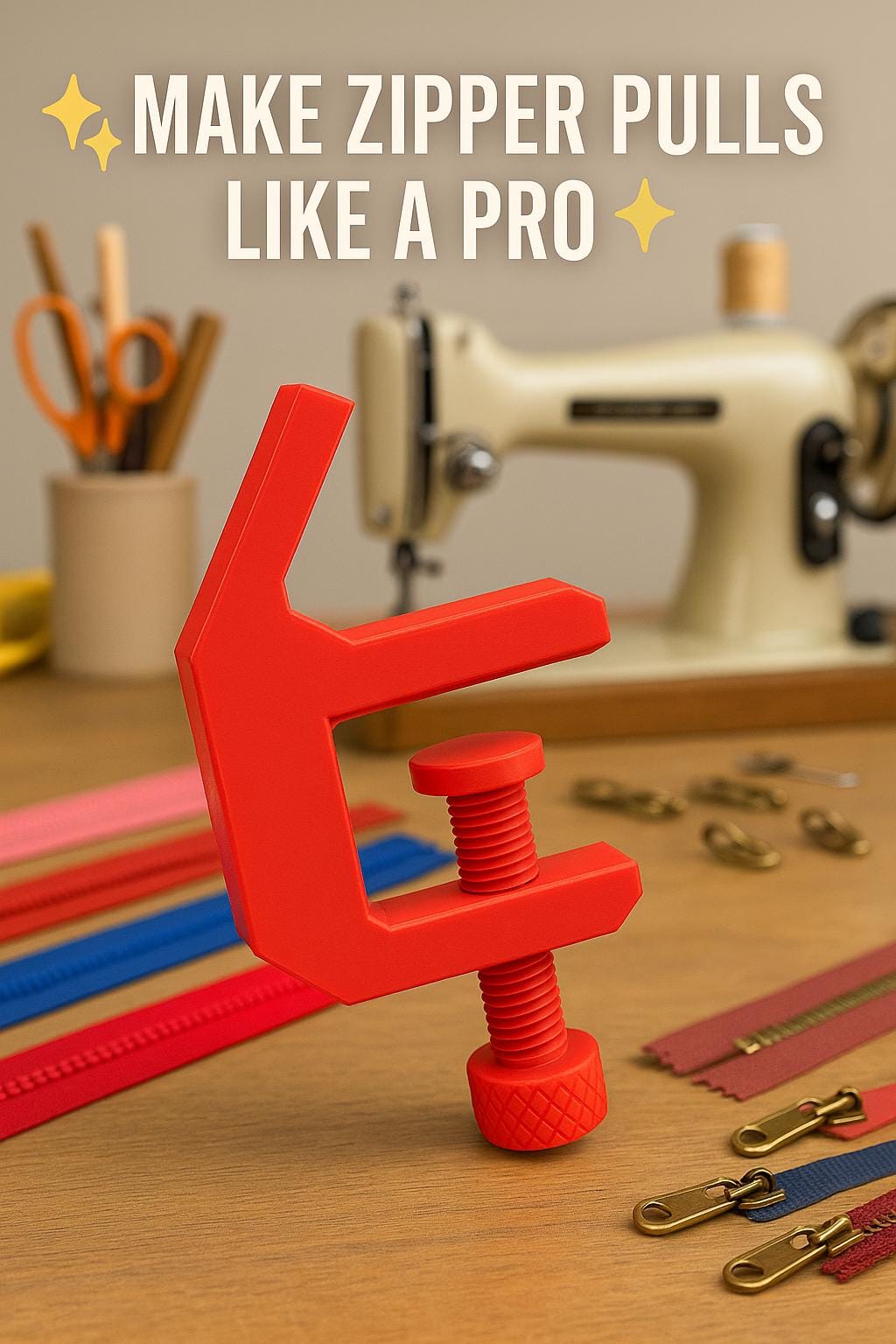 Zipper Pull Jig: Third Hand Sewing Tool for Crafters & Quilters