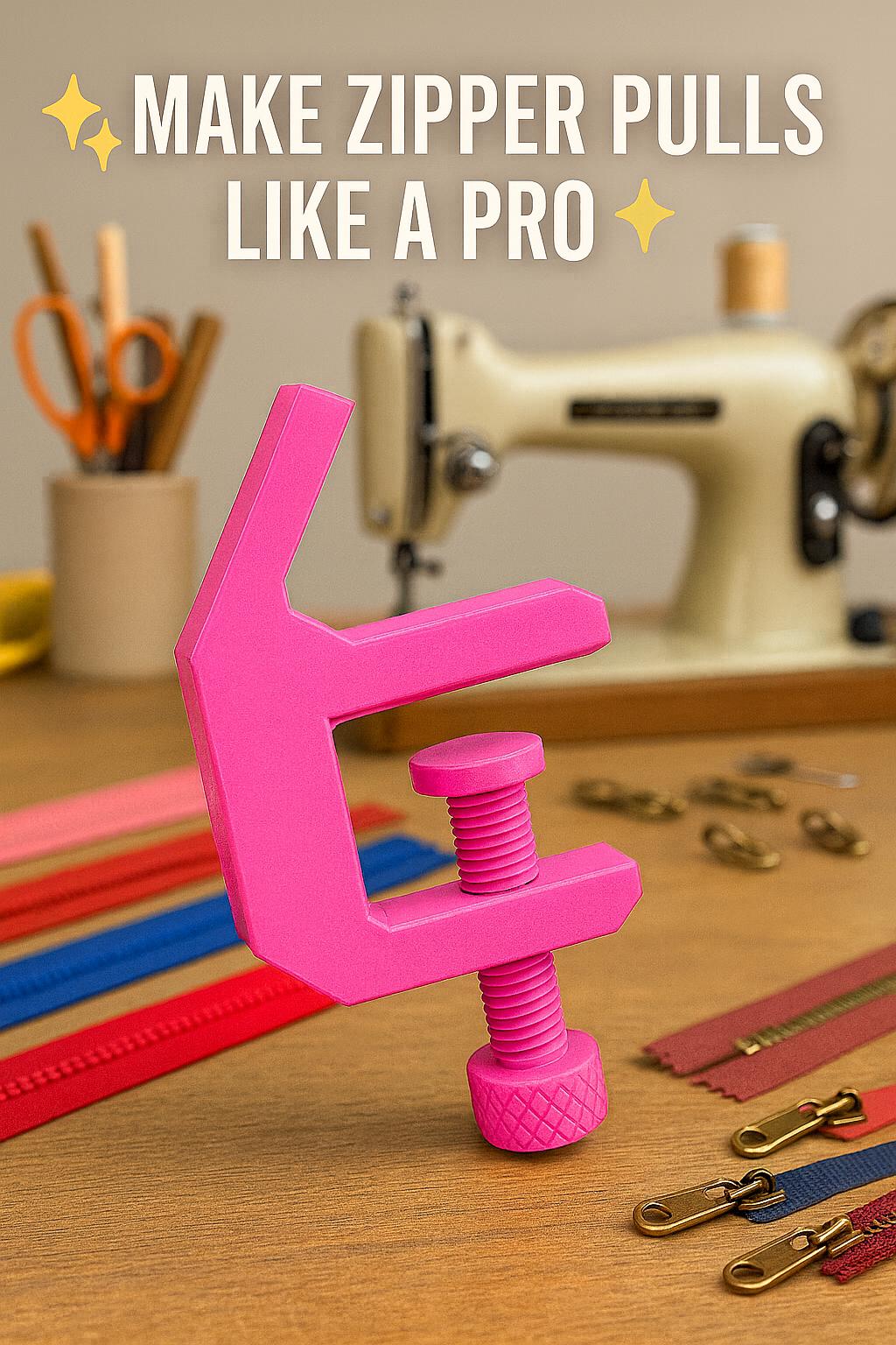 Zipper Pull Jig – Sewing Third Hand Tool for Attaching Zipper Pulls DIY Zipper Installation Aid – Sewing Room Gadget for Crafters & Quilters