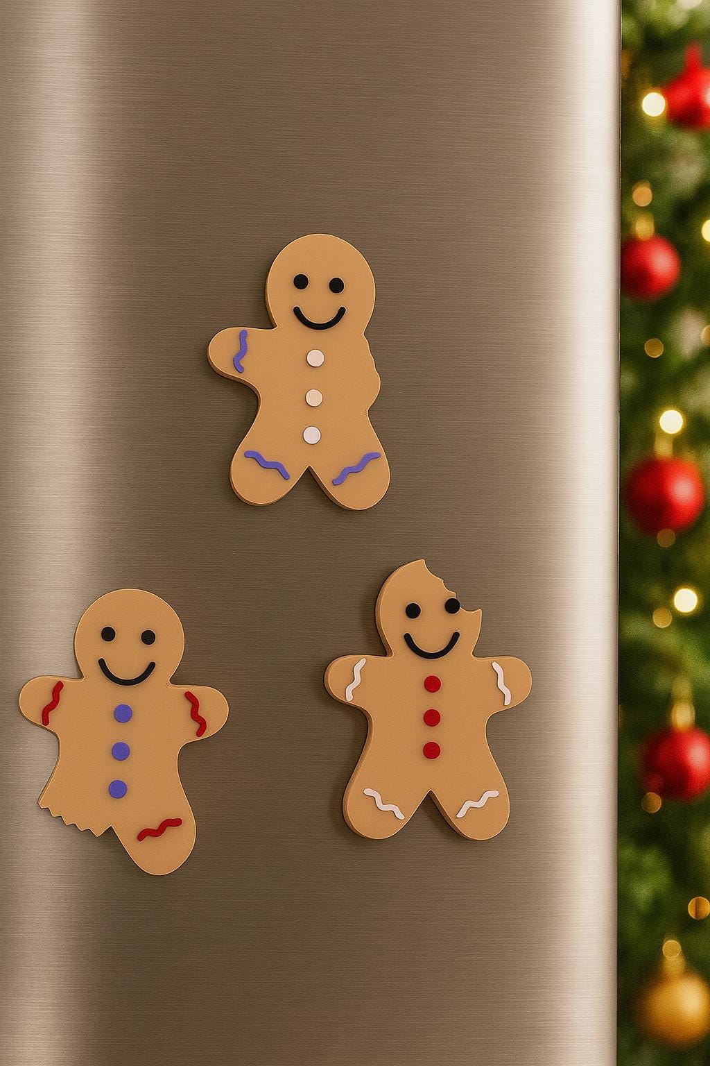 Gingerbread Cookie Christmas Magnets | Festive Kitchen Decor | Set of 3 Cute Styles | Holiday Nostalgia | Charming Christmas Decoration