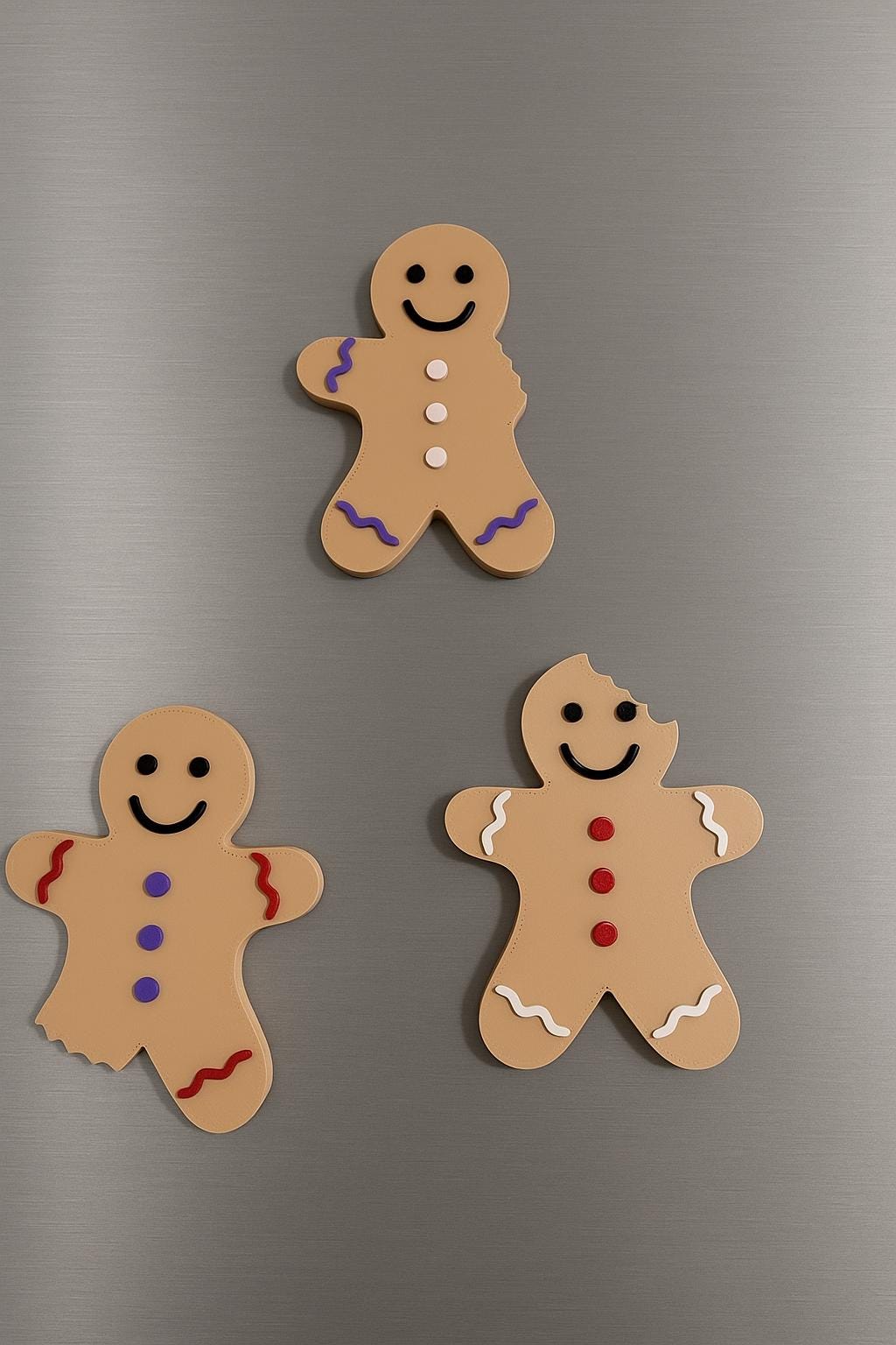 Gingerbread Cookie Christmas Magnets | Festive Kitchen Decor | Set of 3 Cute Styles | Holiday Nostalgia | Charming Christmas Decoration