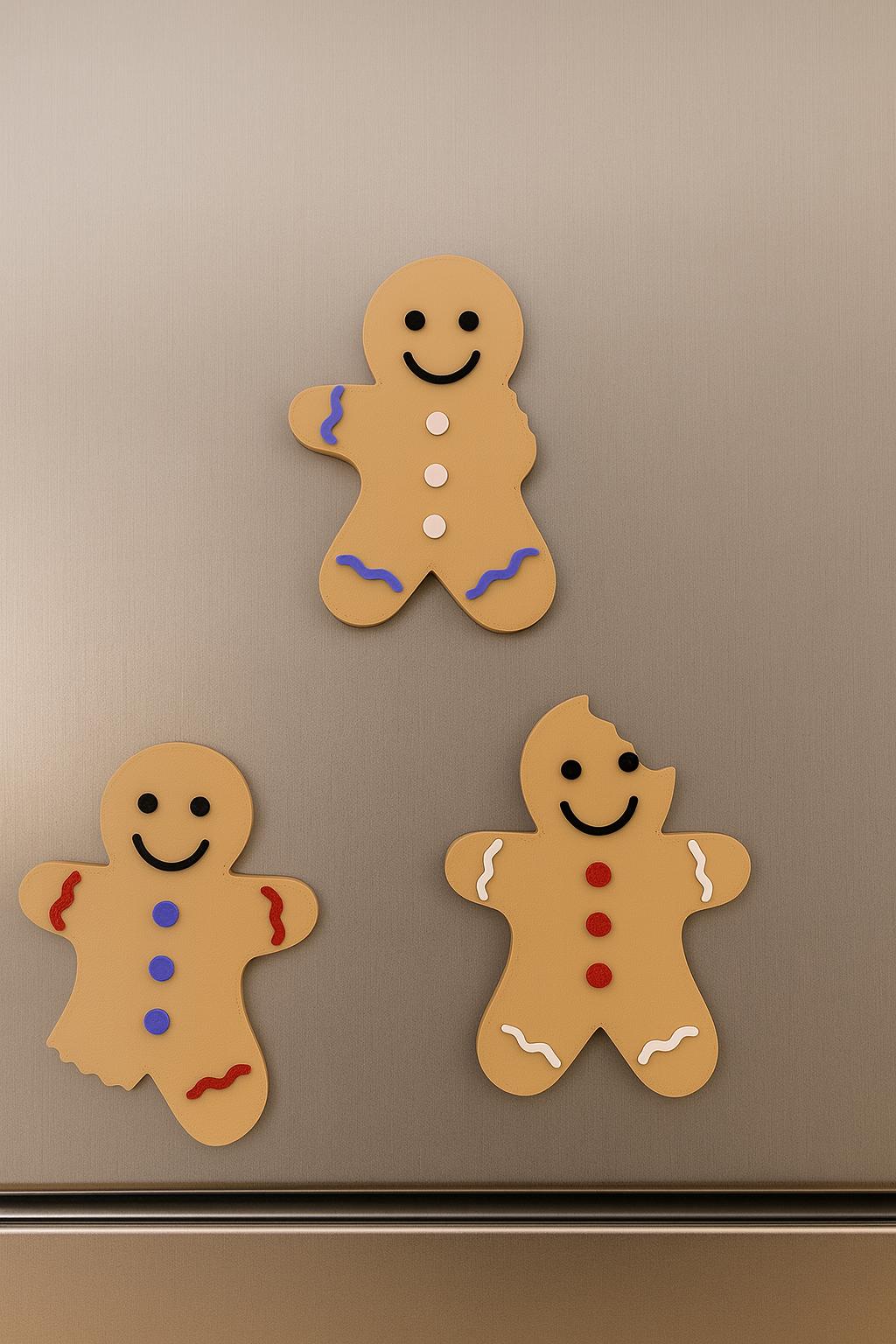 Gingerbread Cookie Christmas Magnets | Festive Kitchen Decor | Set of 3 Cute Styles | Holiday Nostalgia | Charming Christmas Decoration