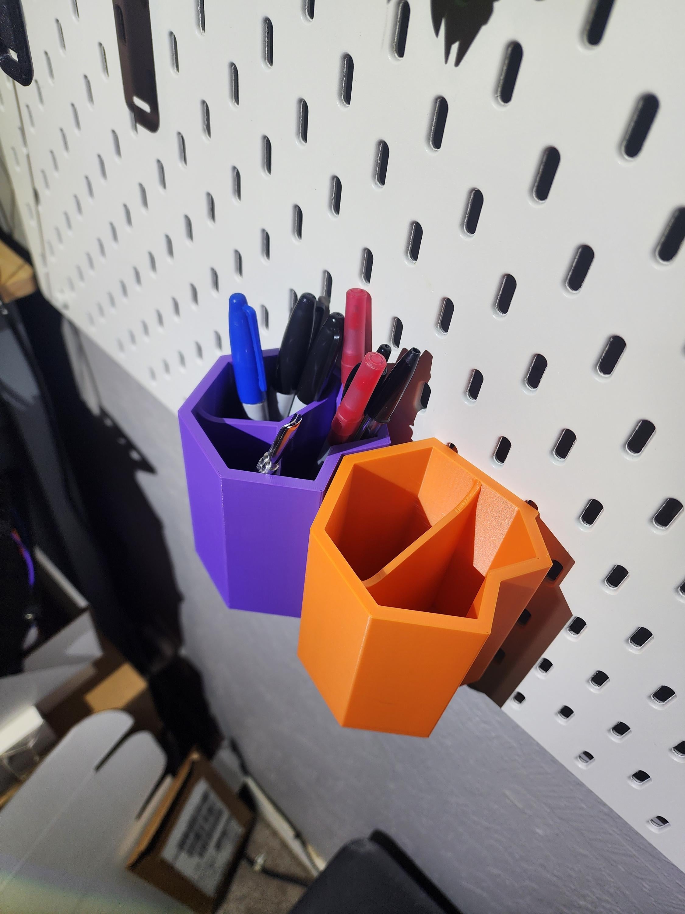 Brush & Pencil Cup Organizer – Hexagon Holder Compatible with IKEA SKÅDIS Pegboards | Desk, Craft, or Office Storage