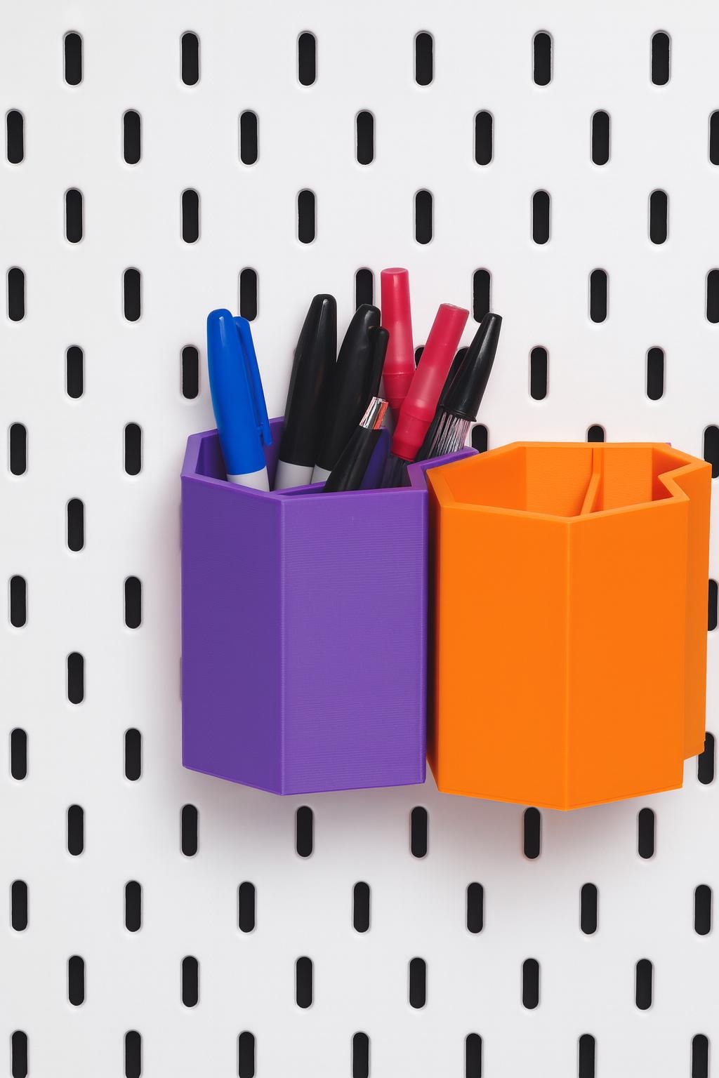 Brush & Pencil Cup Organizer – Hexagon Holder Compatible with IKEA SKÅDIS Pegboards | Desk, Craft, or Office Storage