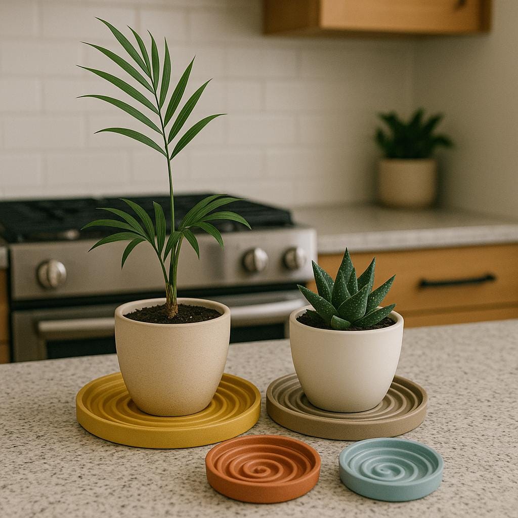 Spiral Plant Tray | Humidity Tray & Drainage Saucer | Modern Plant Plate for Indoor Pots