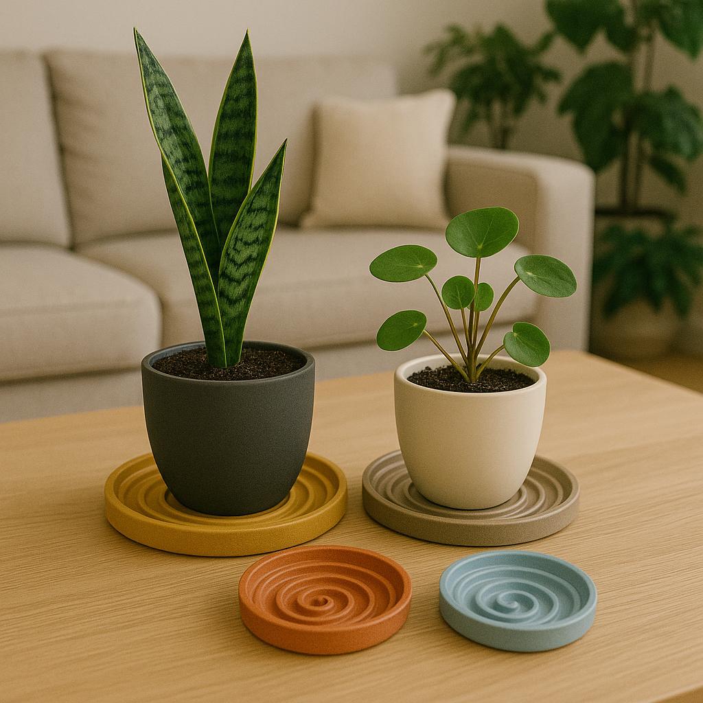Spiral Plant Tray | Humidity Tray & Drainage Saucer | Modern Plant Plate for Indoor Pots