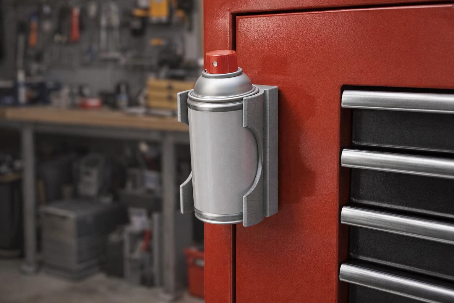 Magnetic Spray Can Holder – Toolbox & Garage Organizer for Spray Paint, WD-40, Lubricants
