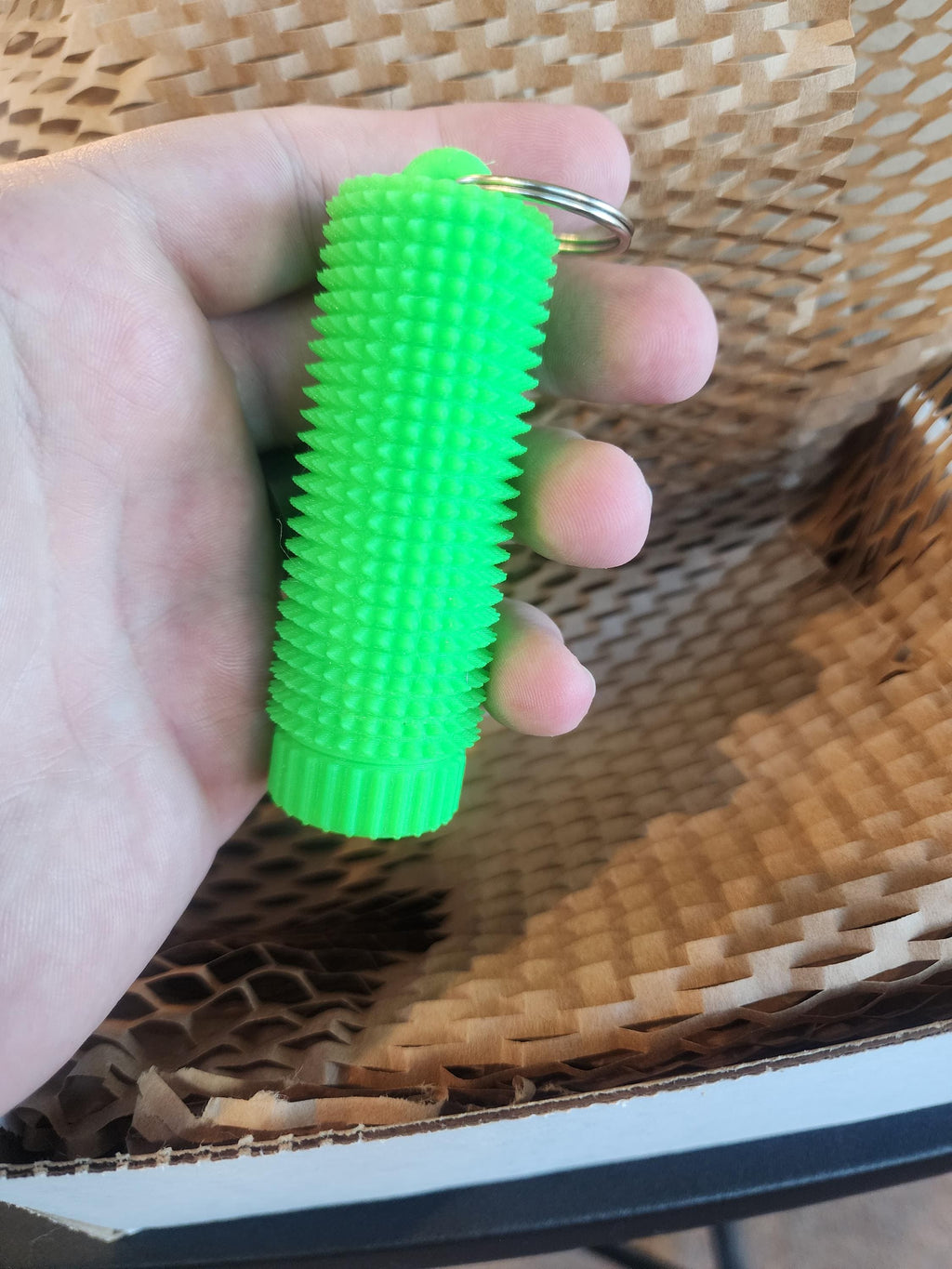 Sensory Spiky Fidget Keychain – Textured Roller Toy with Secret Compartment for Discreet Storage