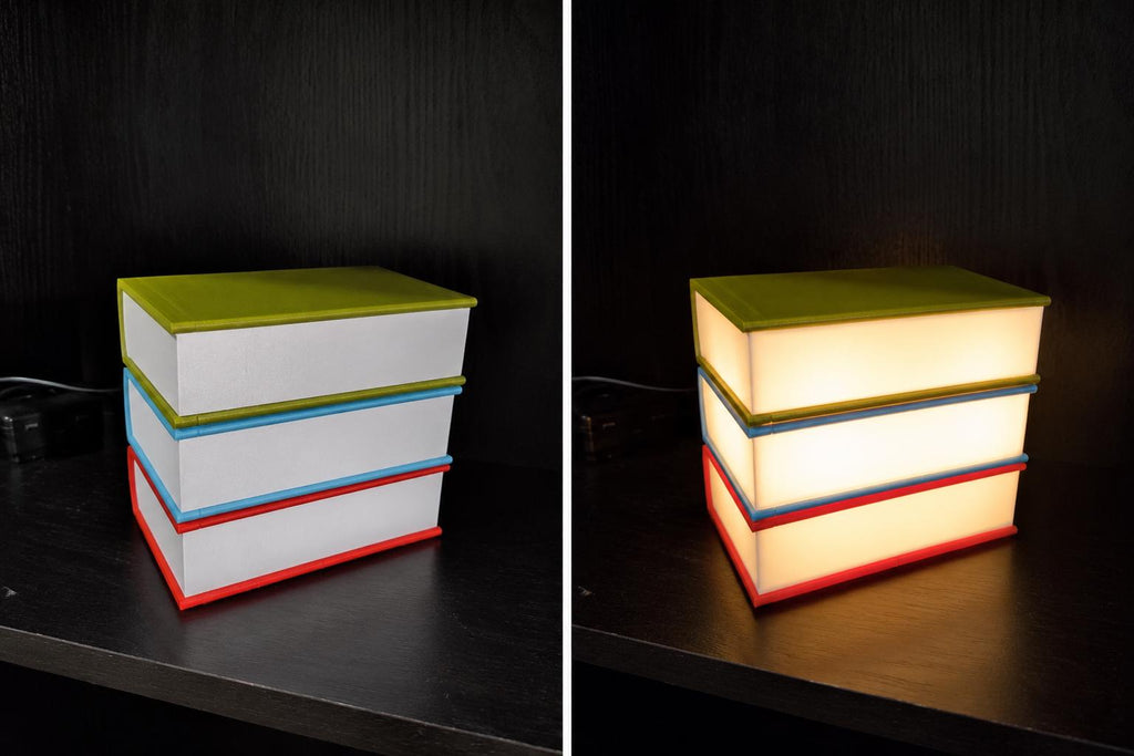 Custom Book Stack Night Light: 3D Printed LED Ambient Lamp