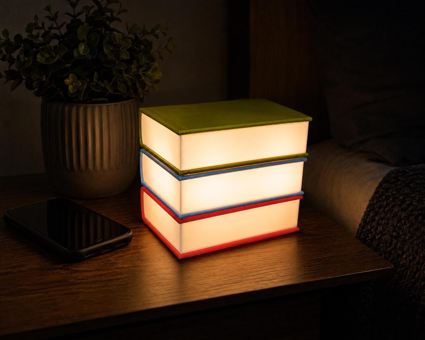 Custom Book Stack Night Light: 3D Printed LED Ambient Lamp
