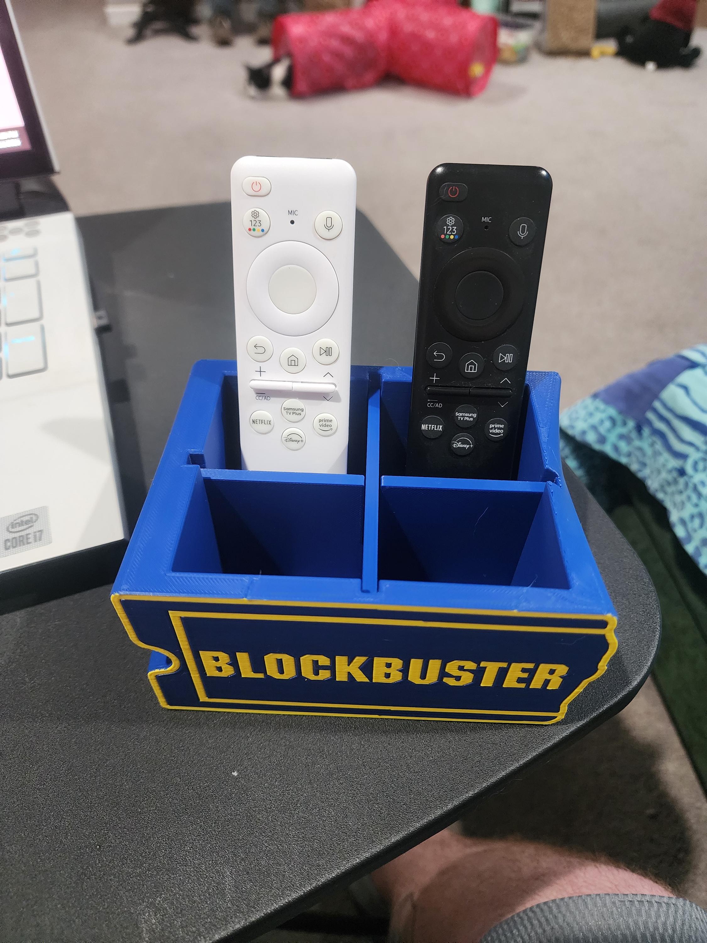 Blockbuster Logo Remote Holder | Retro Movie Night Organizer | TV Remote Caddy | Couch & Coffee Table Storage