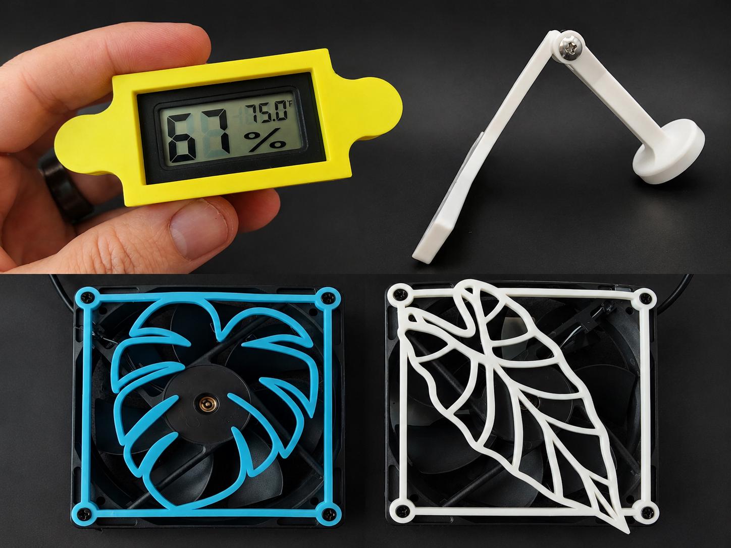 120mm / 80mm Adjustable Magnetic Fan Mount With fan grill and hygrometer Cabinet Greenhouse