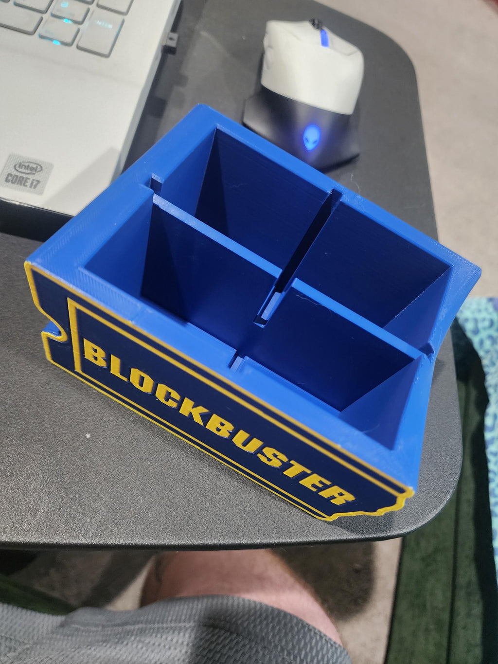 Blockbuster Logo Remote Holder | Retro Movie Night Organizer | TV Remote Caddy | Couch & Coffee Table Storage