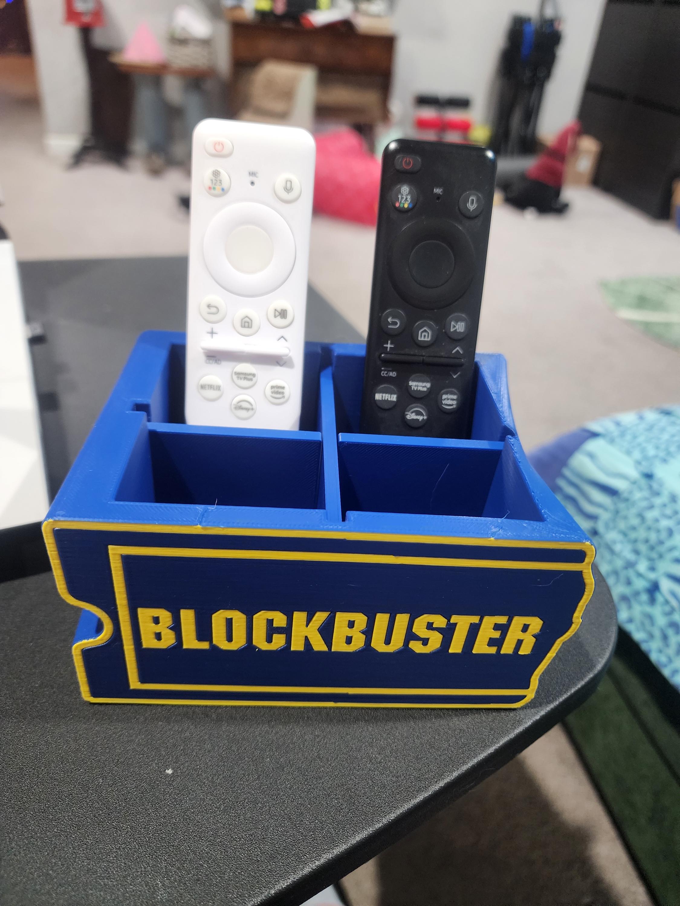 Blockbuster Logo Remote Holder | Retro Movie Night Organizer | TV Remote Caddy | Couch & Coffee Table Storage
