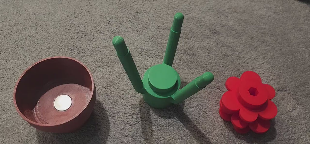3D Printed Building Block Flowers: Custom Color Bouquet with Magnetic Pot