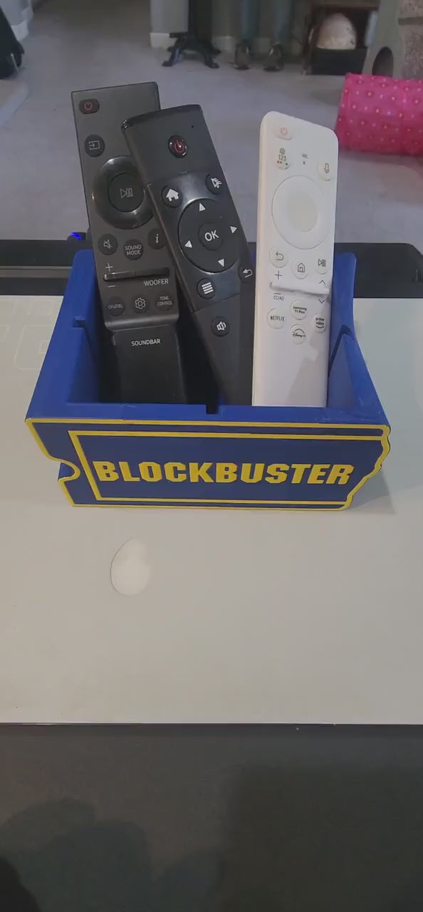Blockbuster Logo Remote Holder | Retro Movie Night Organizer | TV Remote Caddy | Couch & Coffee Table Storage